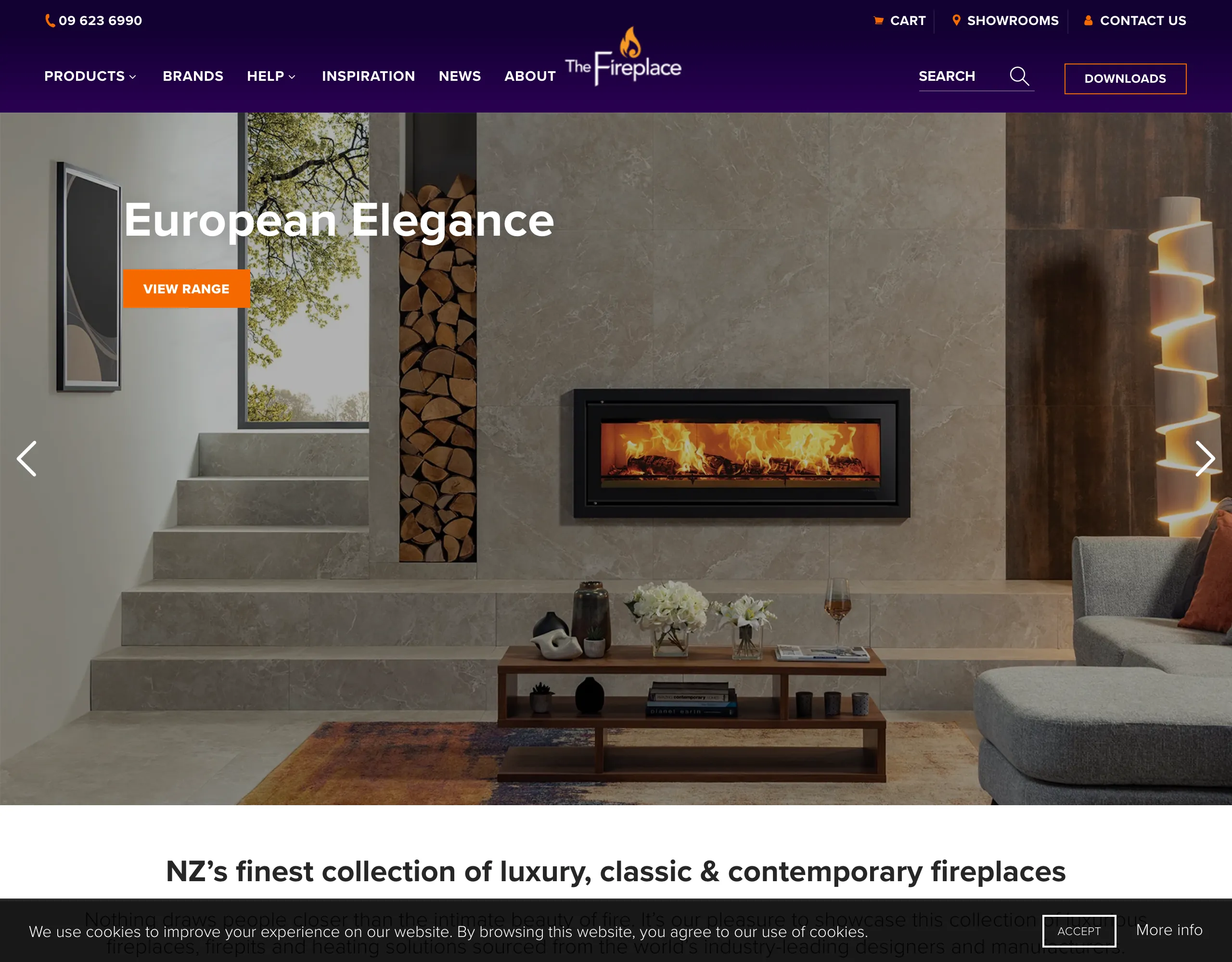 The Fireplace website, a modern fireplace retailer